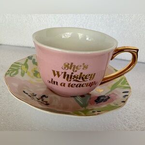Slant Collections Ceramic Tea Cup & Saucer Set She’s Whiskey In A Tea Cup Pink